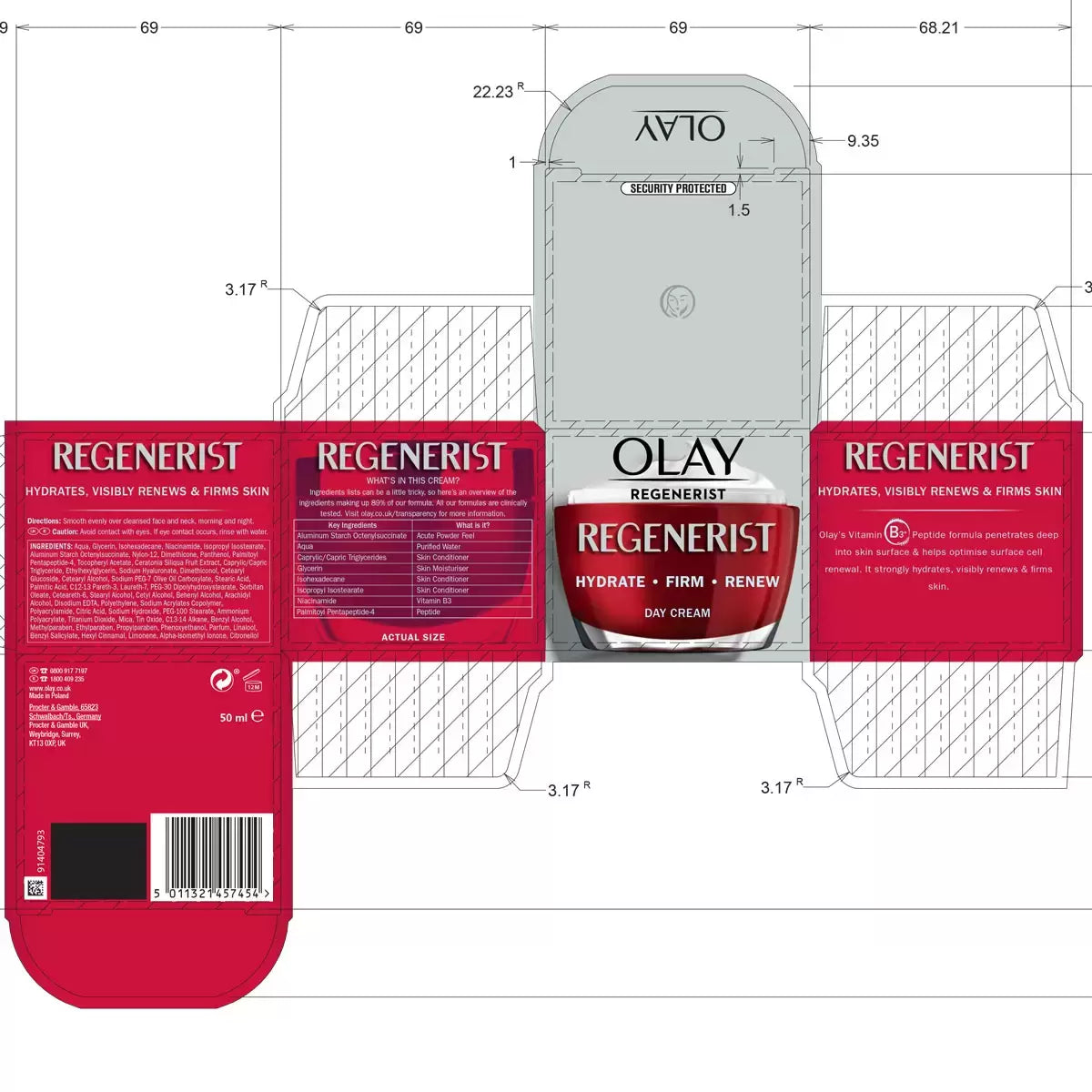 Infused with Vitamin B3 and peptides Olay Regenerist 3 Point Day Cream