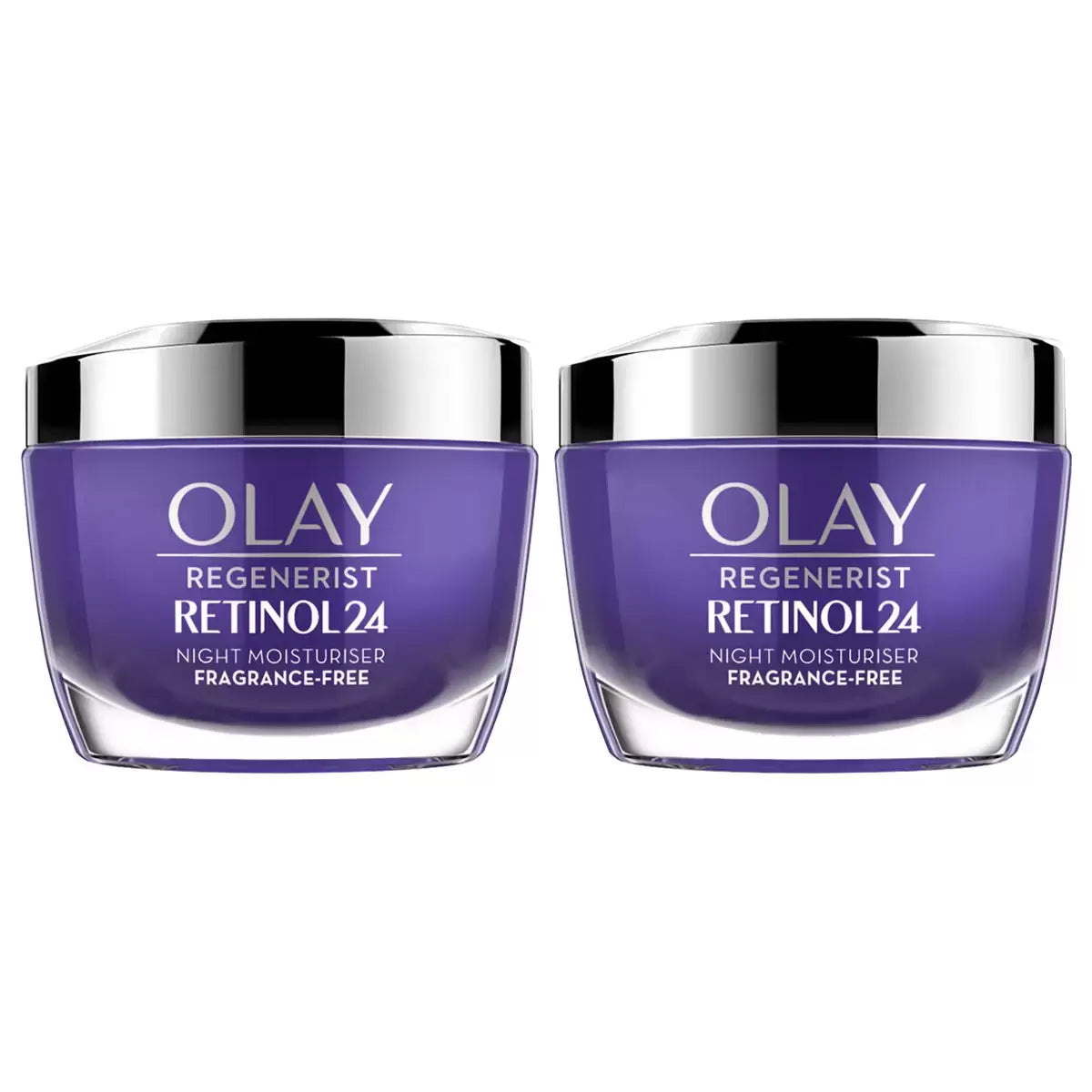 Olay Regenerist Retinol 24 Night Moisturiser Cream 2 x 50ml for smoother skin
