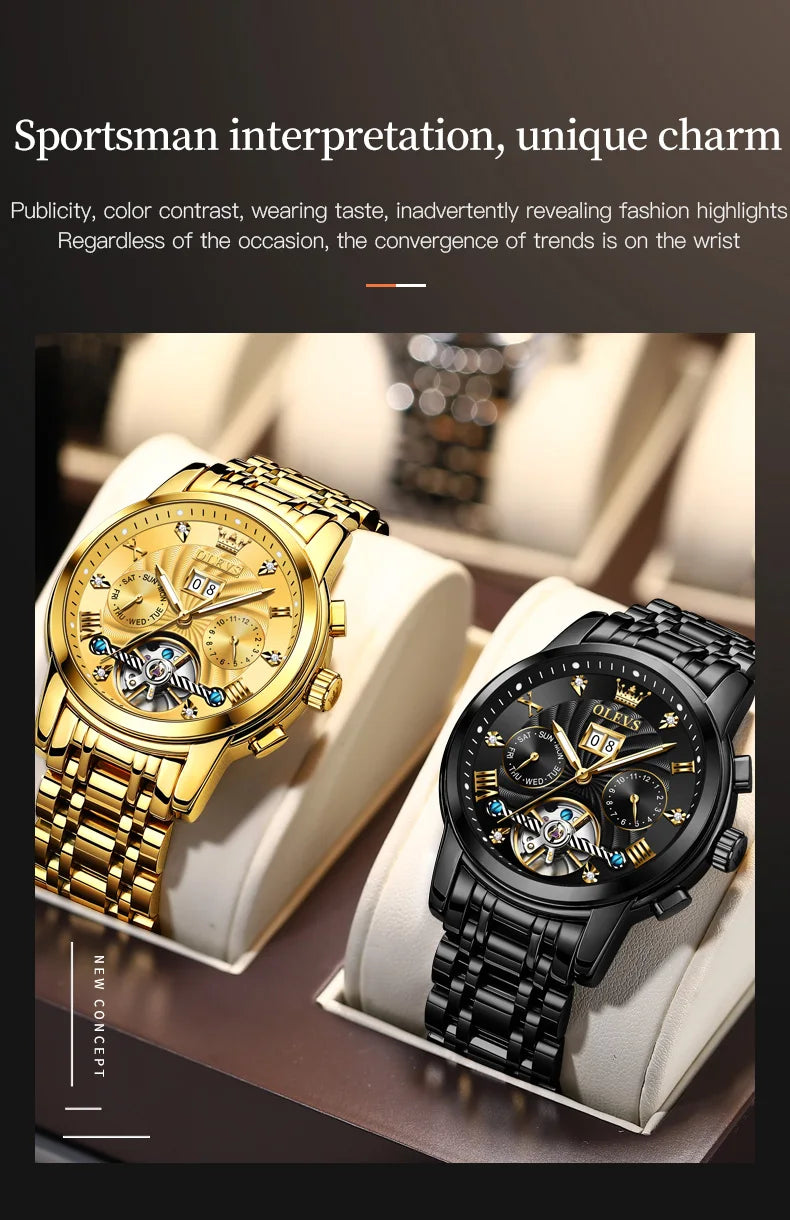 Olevs automatic self-winding mechanical wristwatch