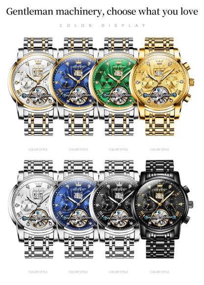 Olevs men's automatic skeleton luxury wristwatch