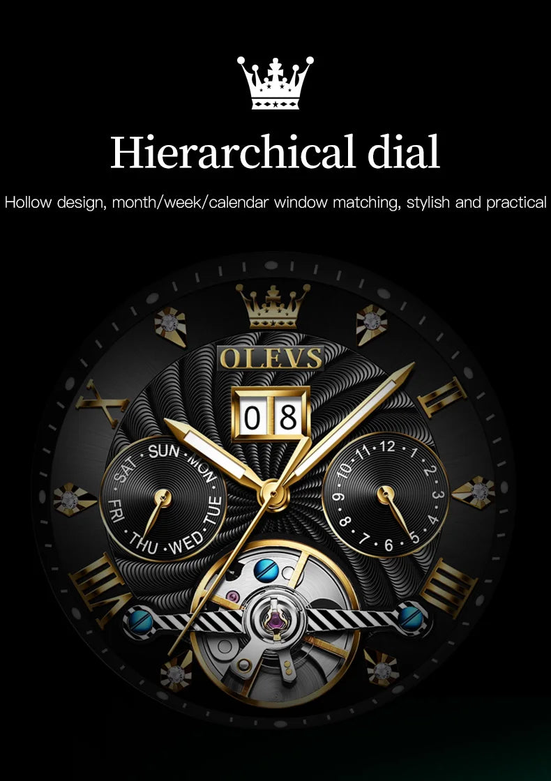 Olevs men's automatic watch with calendar display