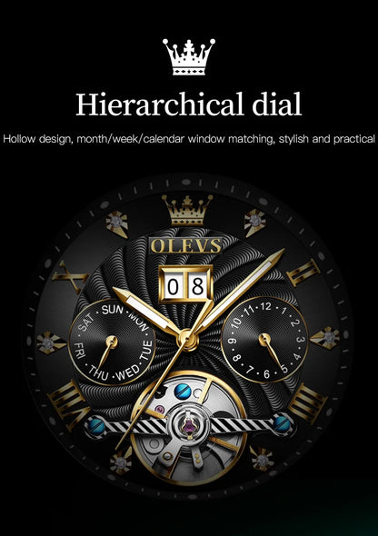 Olevs men's automatic watch with calendar display
