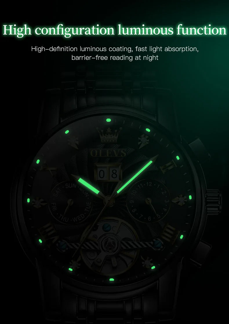 Olevs men's watch with week display function