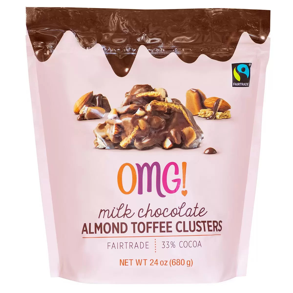 OMG! Milk Chocolate Almond Toffee Clusters 680g re-sealable bag