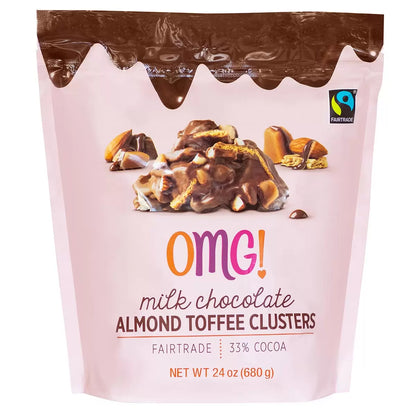 OMG! Milk Chocolate Almond Toffee Clusters 680g re-sealable bag