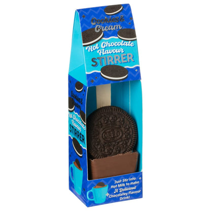 Oreo hot chocolate stirrer stick for rich creamy drink