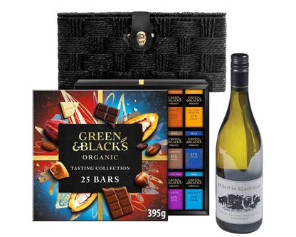 Organic chocolate paired with crisp white wine gift set