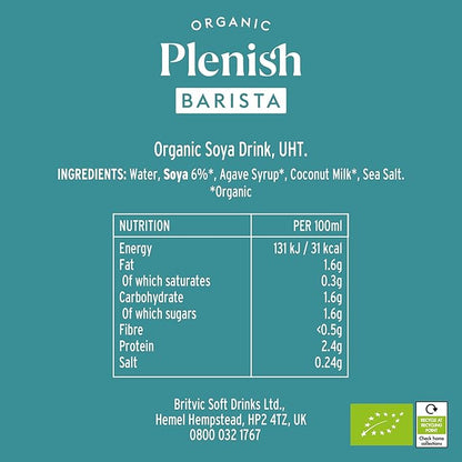 organic plant based soya drink for lattes