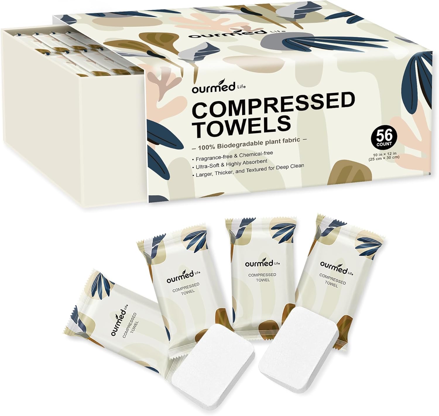 Ourmed Life compressed towel tablets 56 count pack