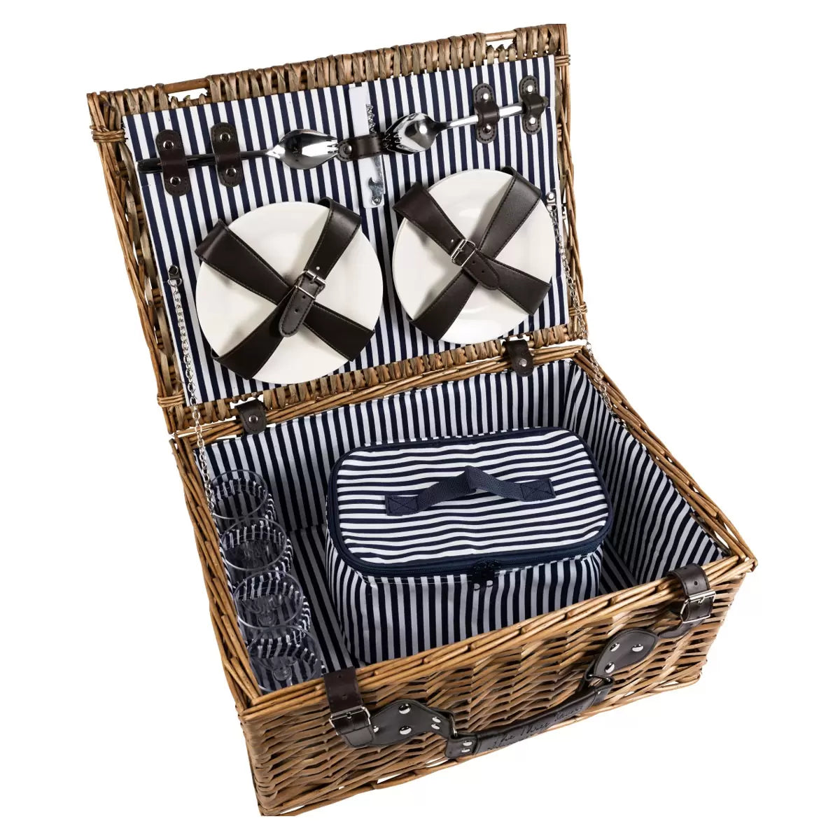 Family picnic basket with complete tableware set