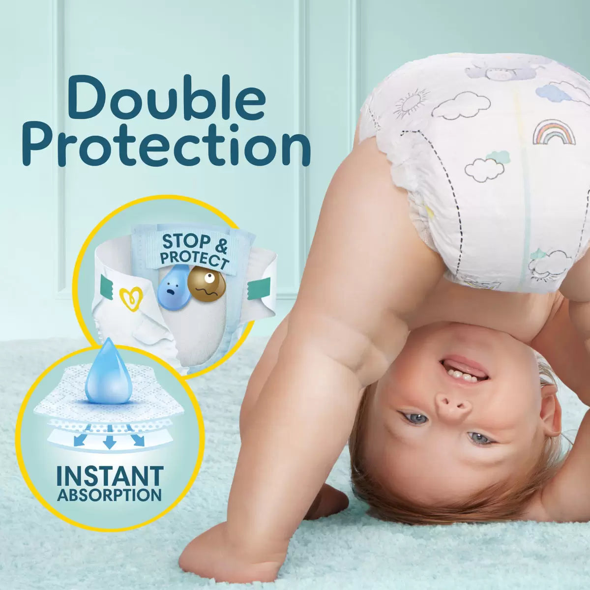 Wetness indicator shows when it’s time to change nappies