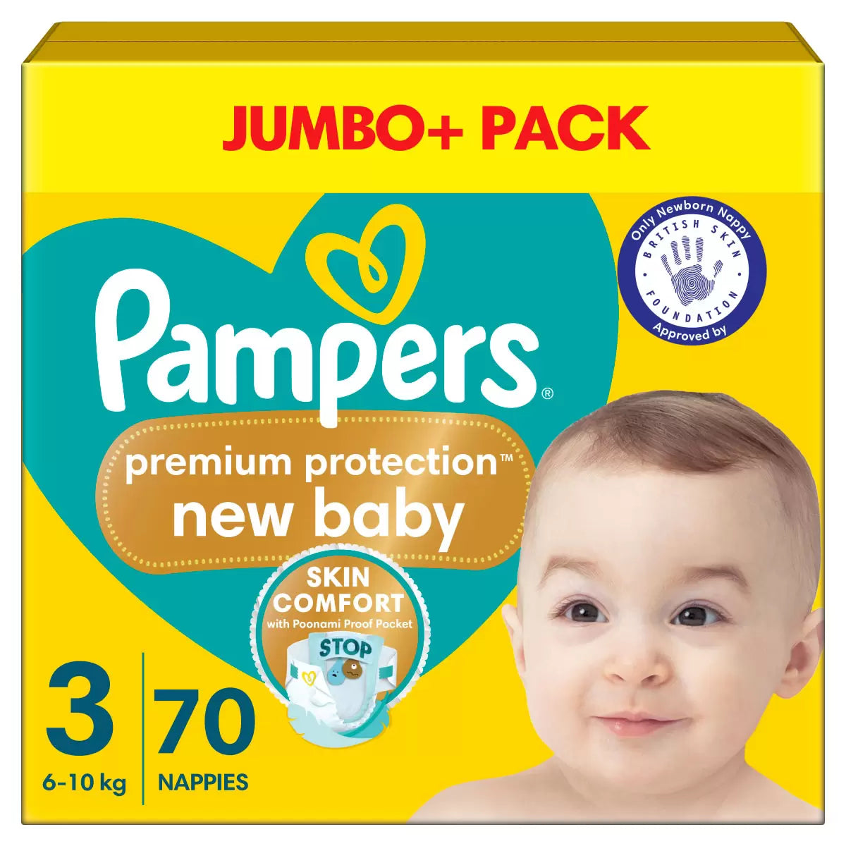 Pampers Premium Protect New Baby Size 3 70 Pack nappies