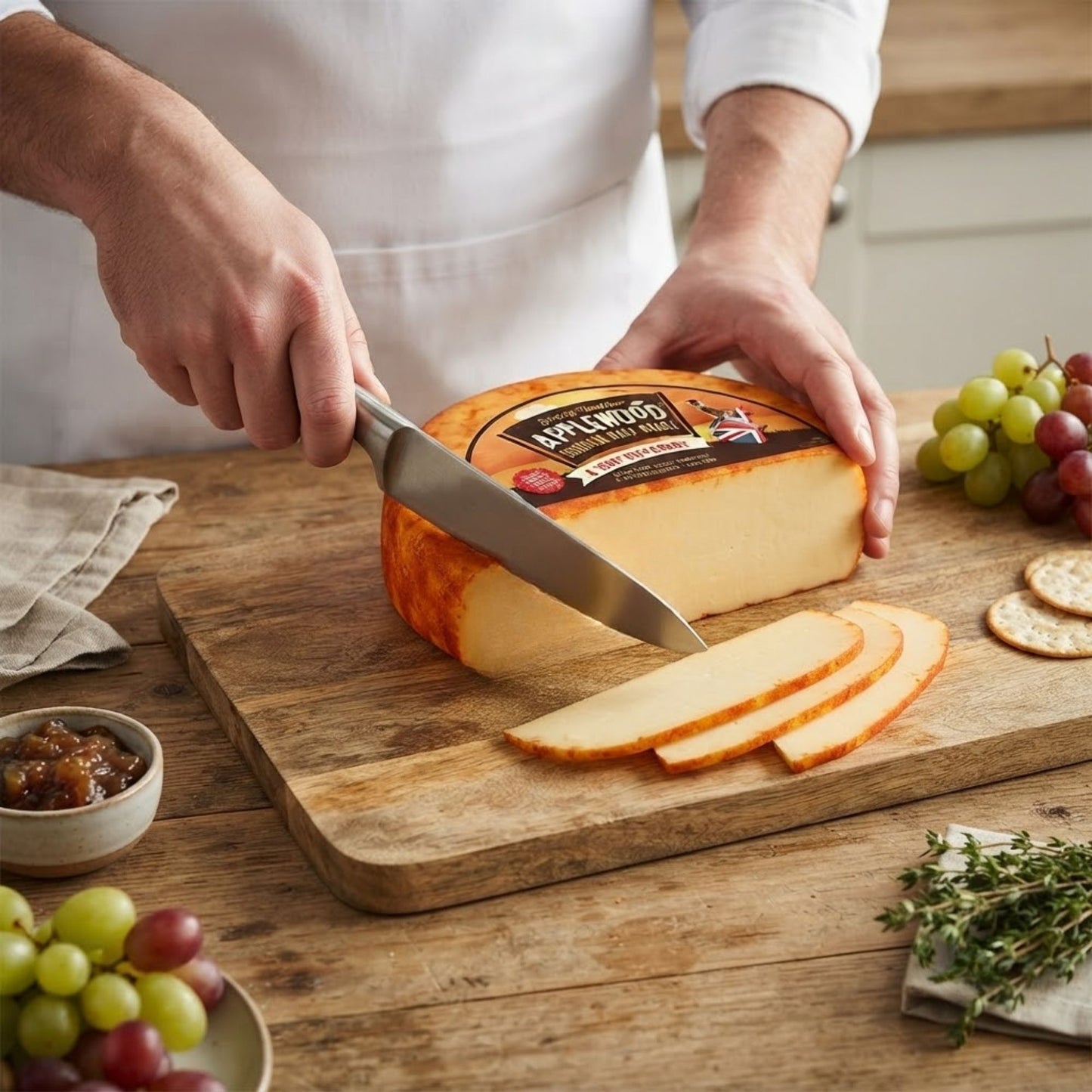 Paprika dusted smoke flavoured cheddar