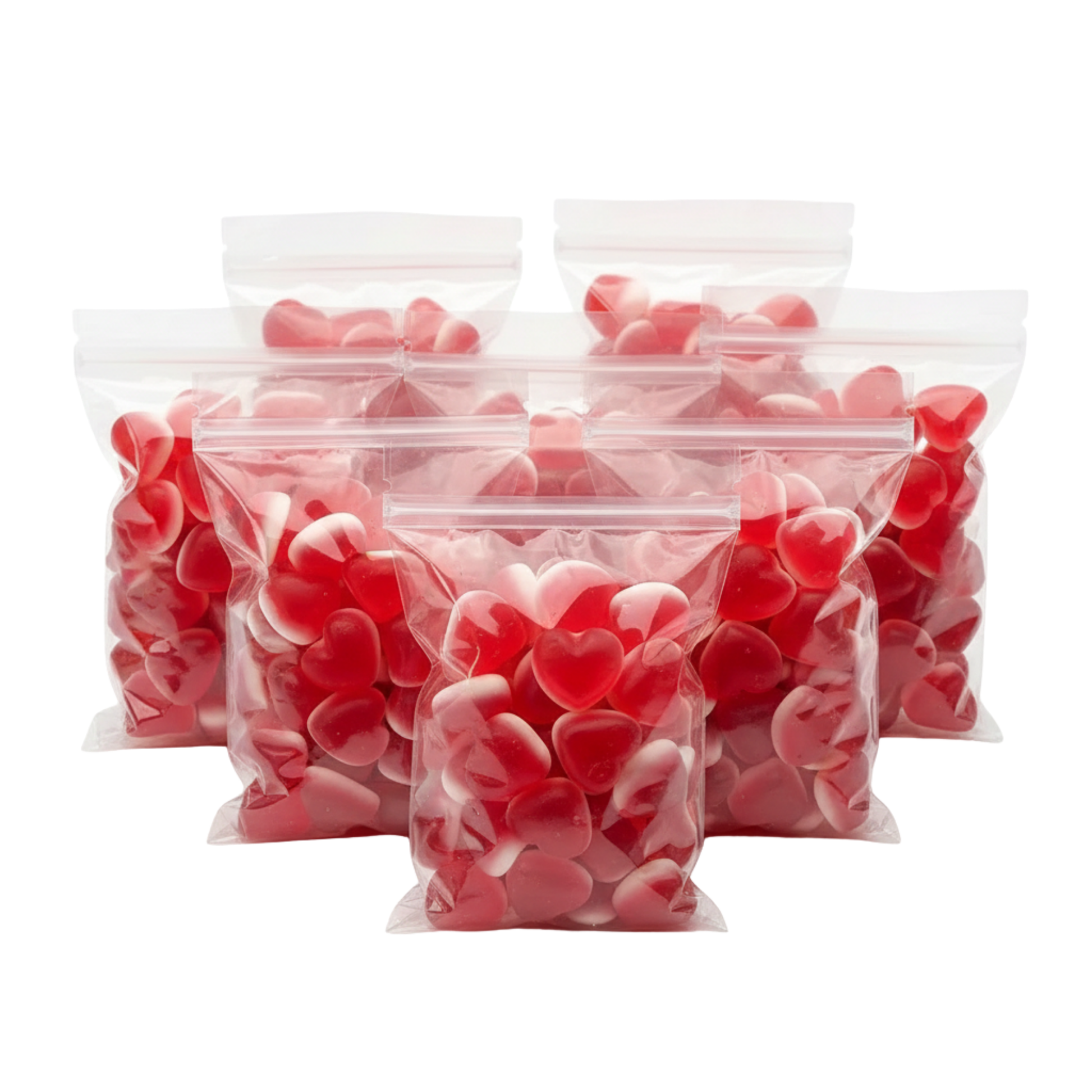 Fruity and soft heart-shaped jelly sweets