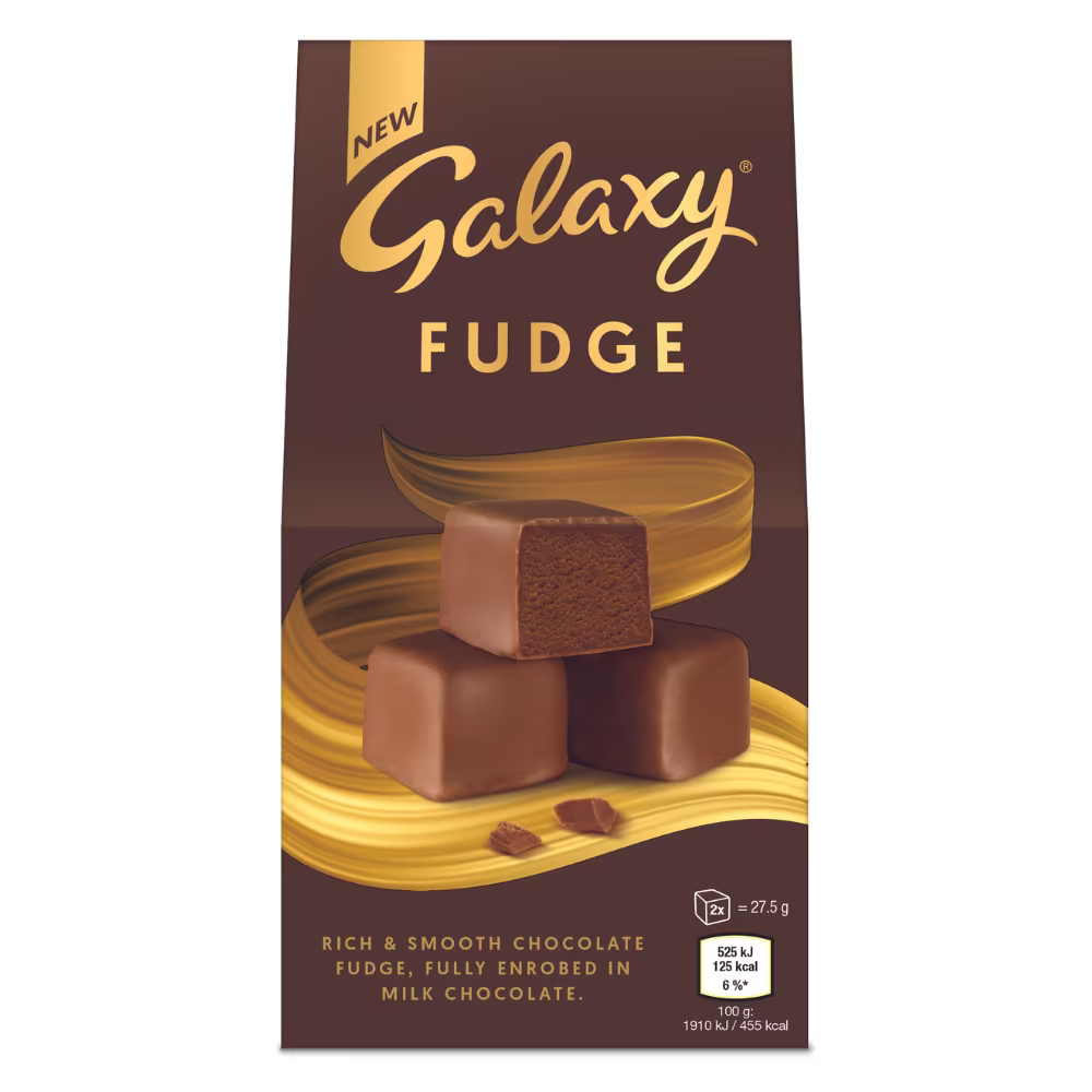Smooth chocolate fudge coated in creamy Galaxy milk chocolate