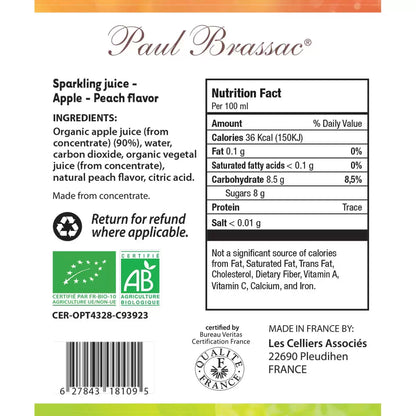 Paul Brassac 3x750ml organic sparkling fruit juice bottles