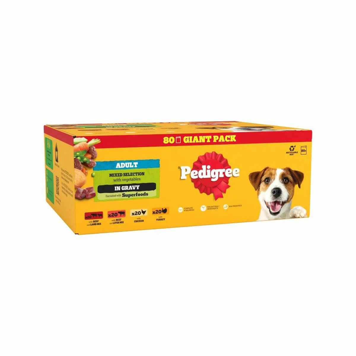 Mixed selection wet dog food pouches for adult dogs