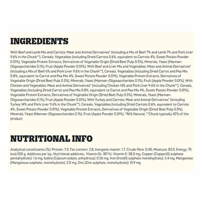 Wet dog food with gravy and natural ingredients