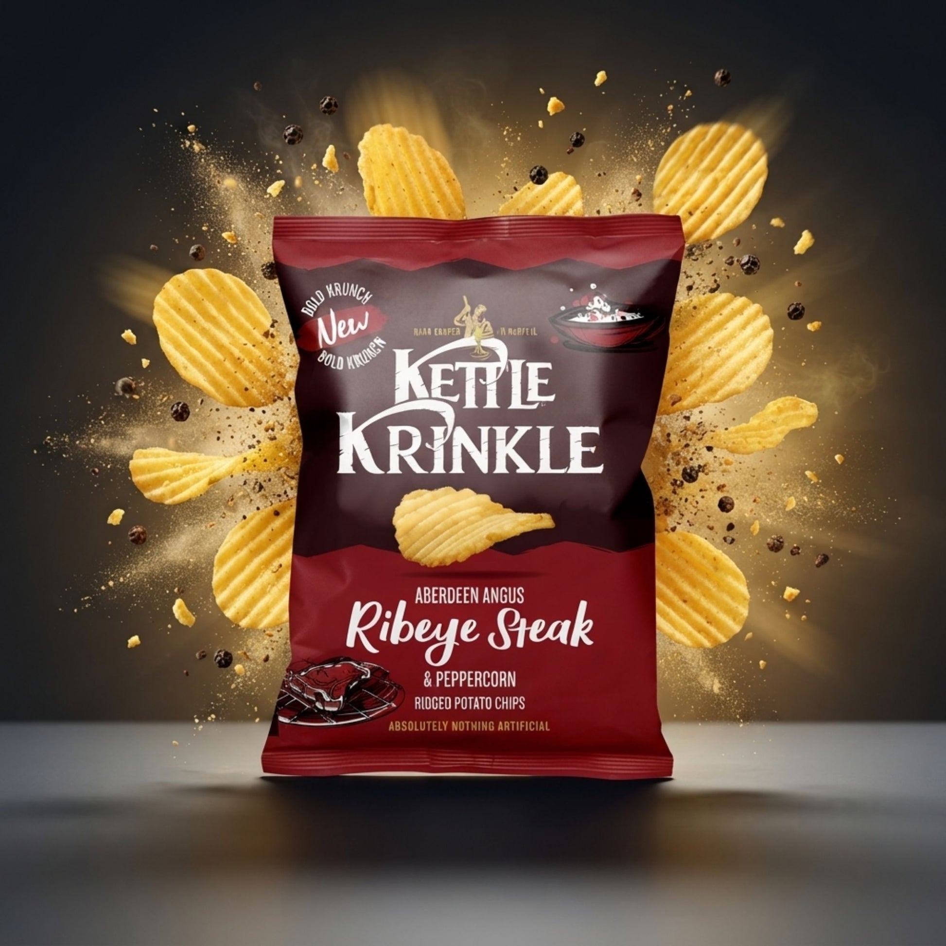 Hand-cooked ribeye peppercorn crisps