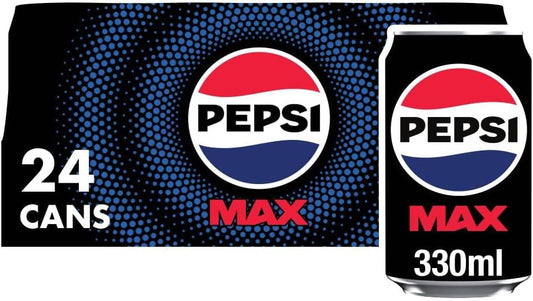 Pepsi Max No Sugar Cola 24 x 330ml Cans – Bold and Refreshing