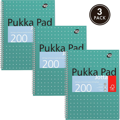 Green A4 writing pads with 4-hole punched margins