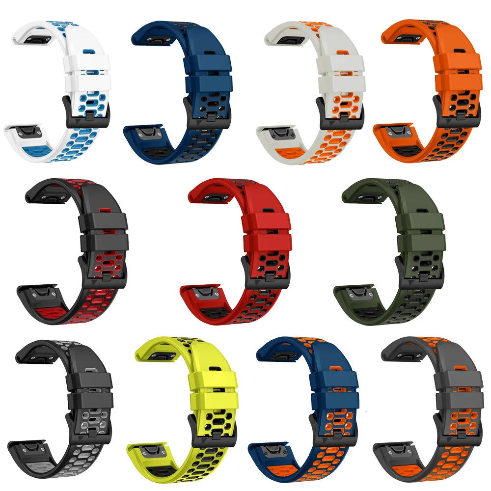 Garmin silicone band orange black perforated airflow 22mm 26mm