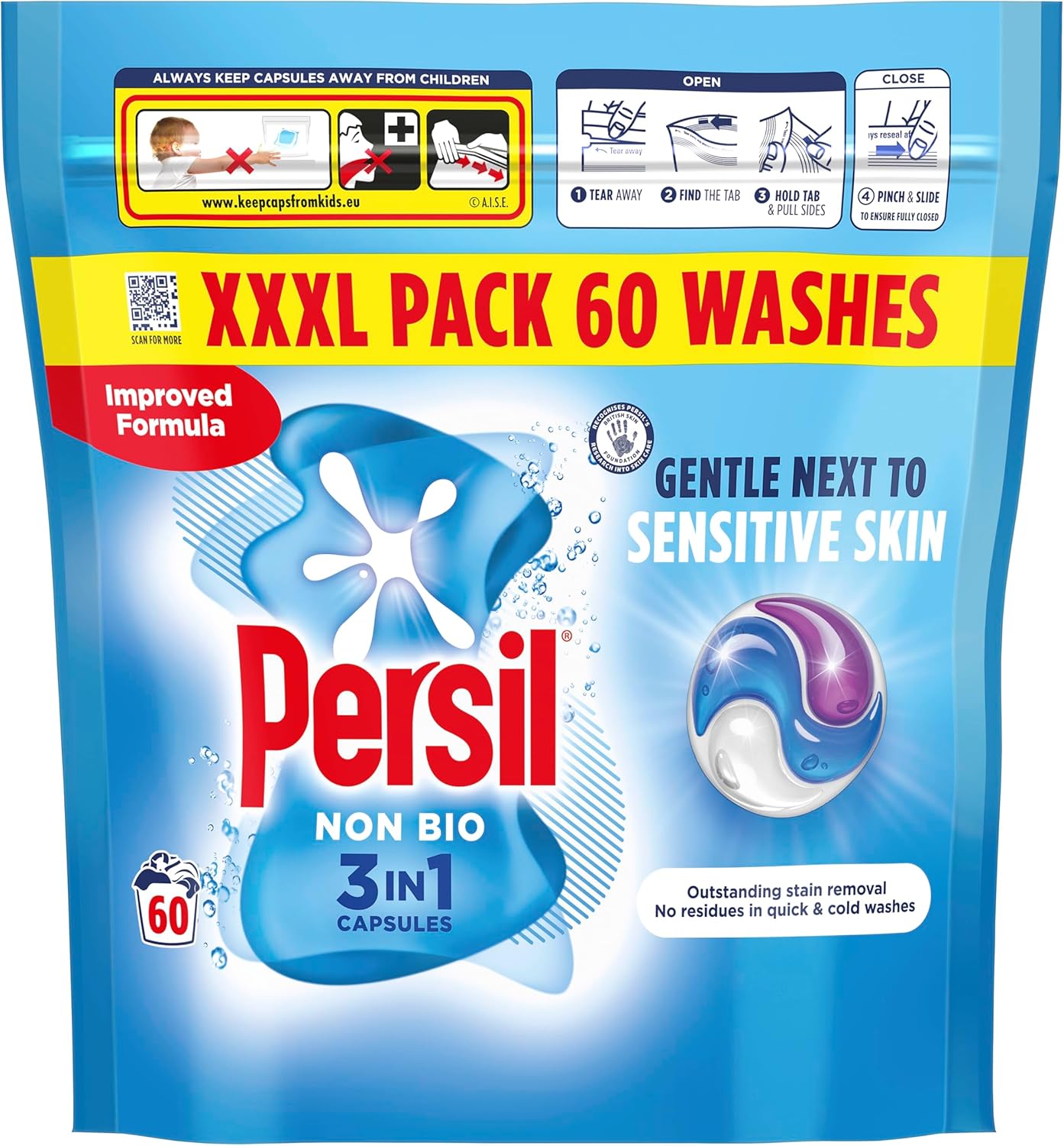 Persil Non-Bio 3-in-1 Capsules – Powerful Stain Removal, Cold and Quick Washes