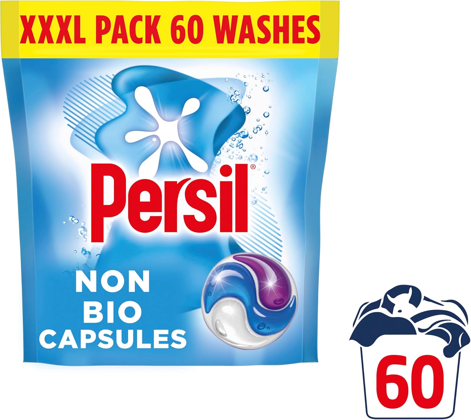 Persil Non-Bio 3-in-1 Laundry Capsules – 60 Washes Pack, Effective for Sensitive Skin