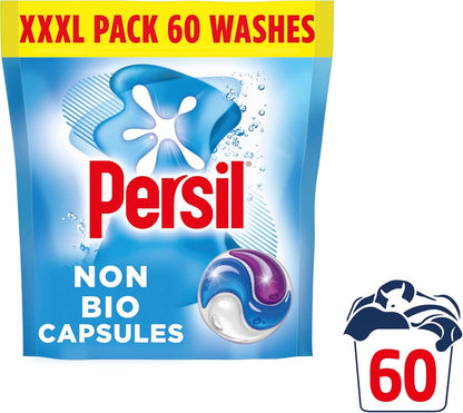 Persil Non-Bio 3-in-1 Laundry Capsules – 60 Washes Pack, Effective for Sensitive Skin