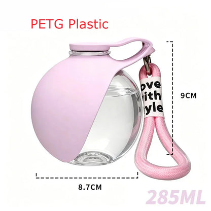 Pet drinking bottle with integrated bowl system