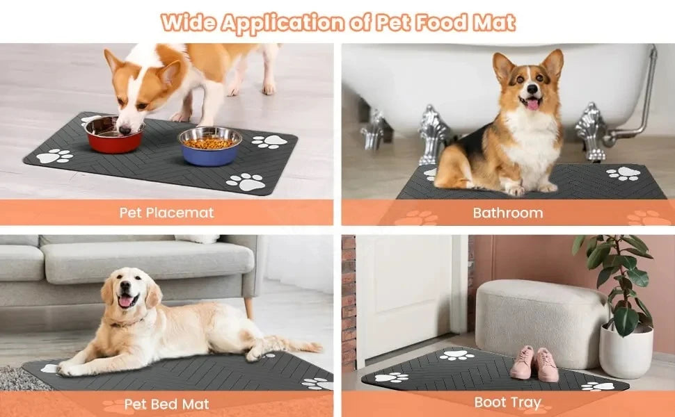 Absorbent waterproof pet feeding mat for dogs and cats with non-slip rubber backing – product view 11
