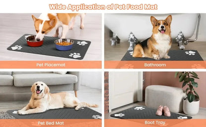 Absorbent waterproof pet feeding mat for dogs and cats with non-slip rubber backing – product view 11