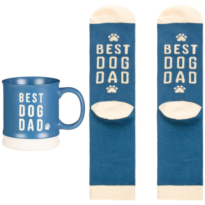 Dog dad themed mug and sock gift set for fathers