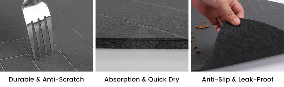 Absorbent waterproof pet feeding mat for dogs and cats with non-slip rubber backing – product view 10