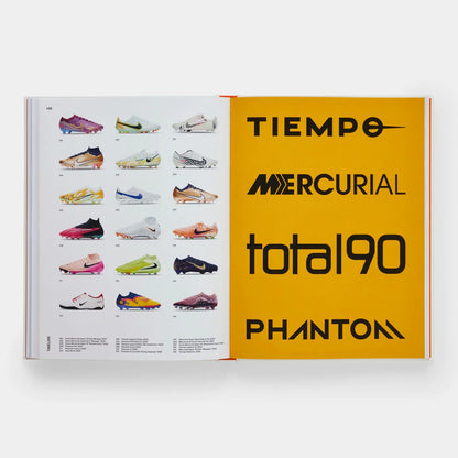Hardcover football book featuring Nike boot designs