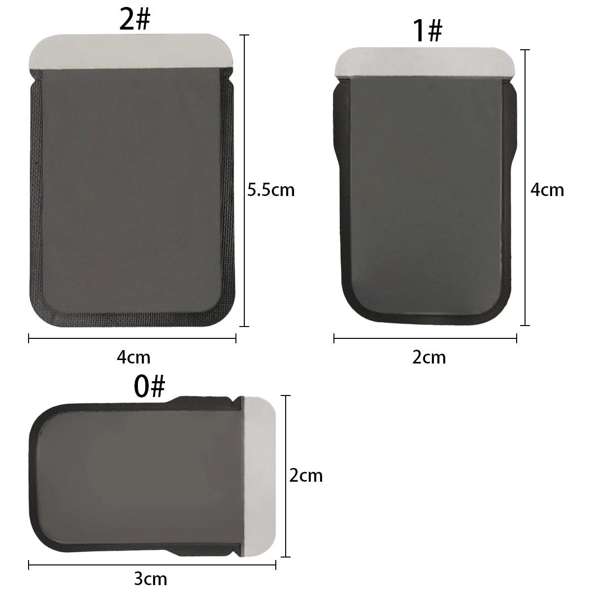 Dental X-ray film cover bag size comparison 0 1 2 dimensions