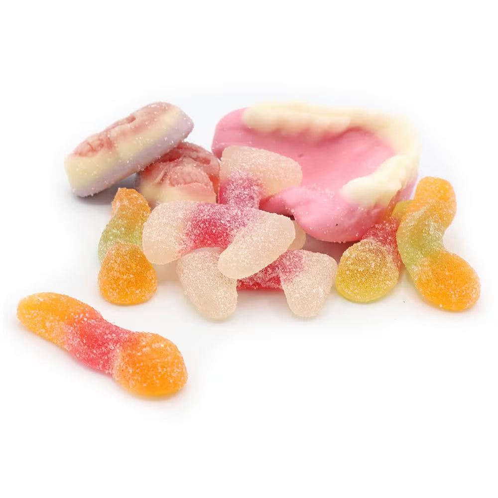 1kg Scary Mix Bag featuring chewy sour gummies and fruity jellies