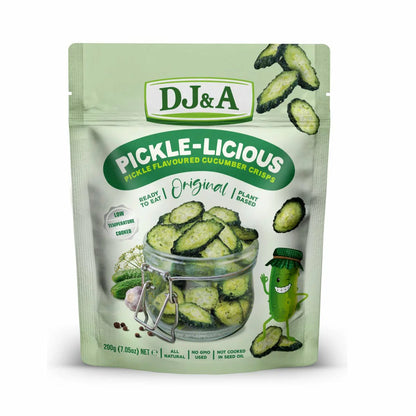 DJ&A pickle cucumber crisps 200g crunchy veggie snack