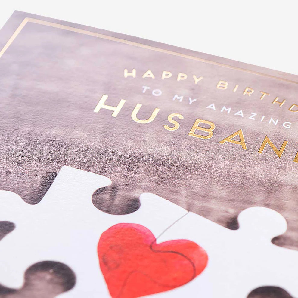 husband birthday card with a heartfelt jigsaw puzzle theme, ideal for birthday cards online and greeting cards