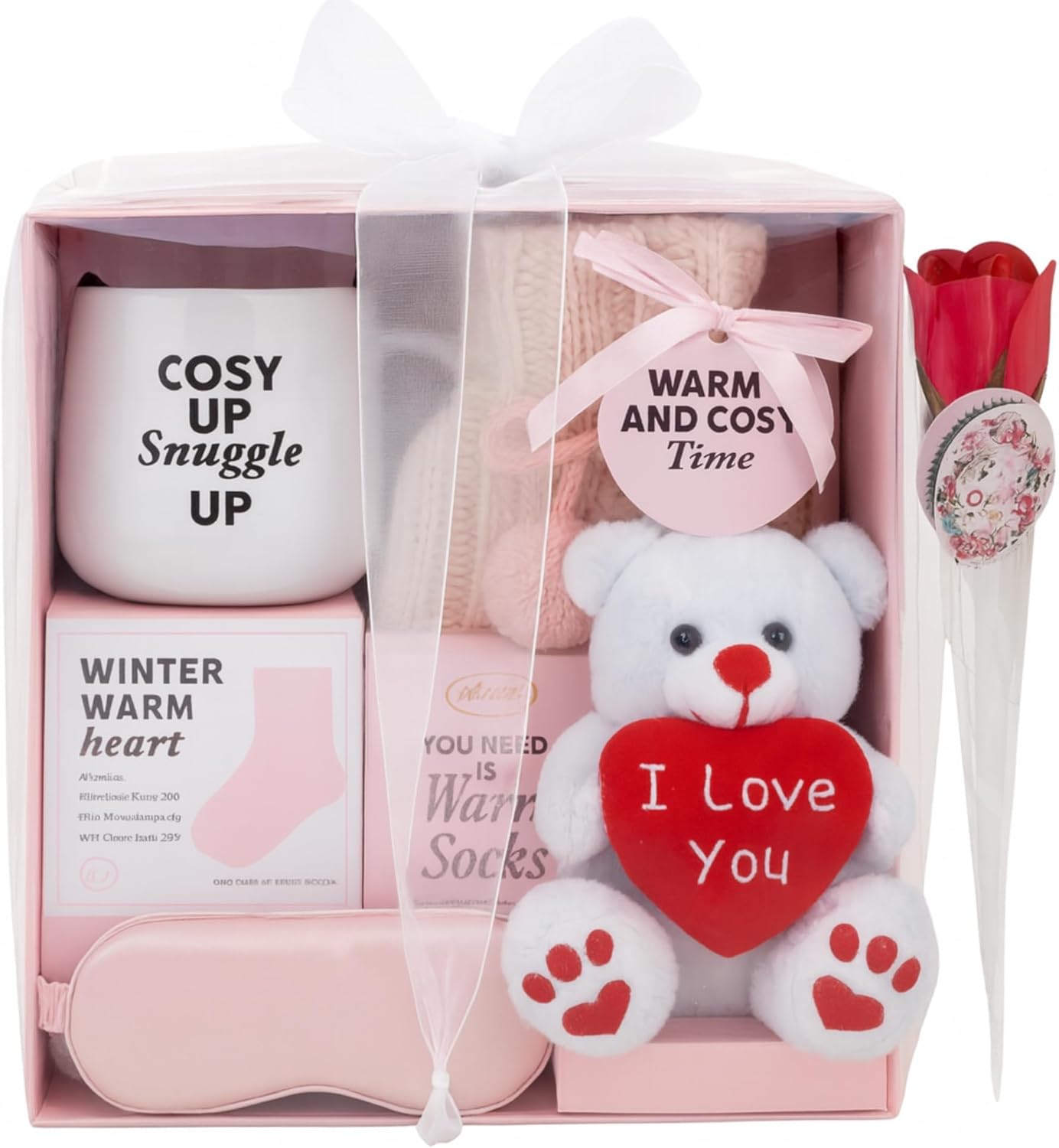 Pink hot water bottle gift set for cosy nights
