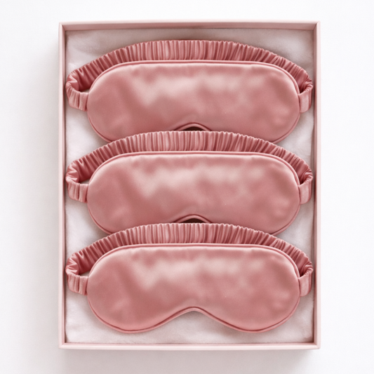 Silky pink satin sleeping eye mask for women
