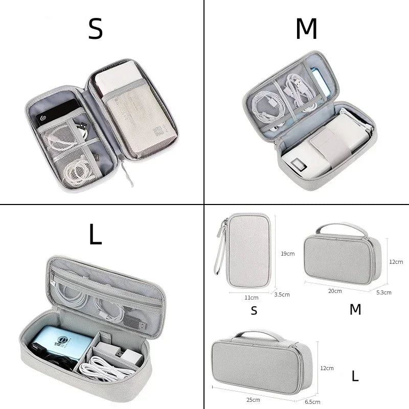 Pink travel tech storage bag for cables and chargers