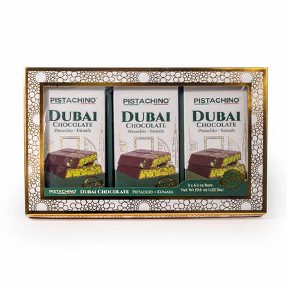 Pistachio Dubai Bar Gift Set 3 x 185g premium chocolate