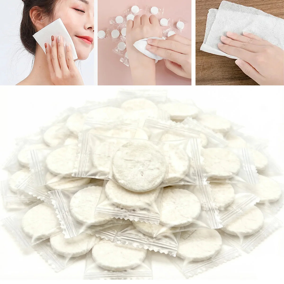 Plant fibre compressed face towels