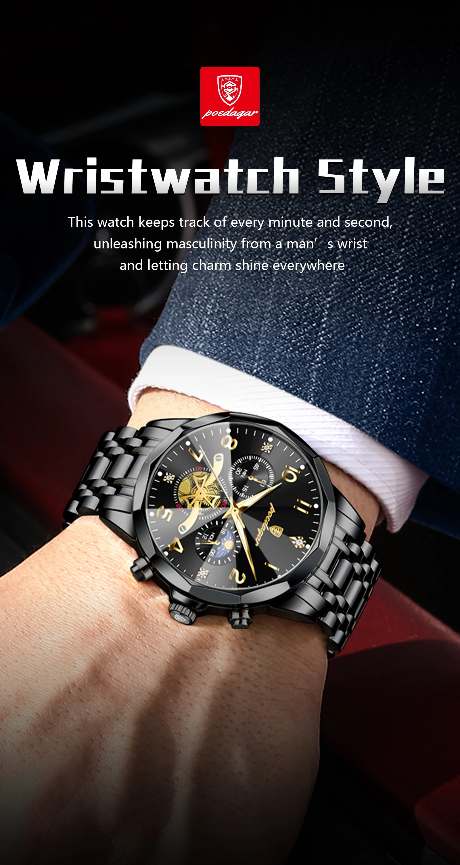 Poedagar watch water resistance 3 bar splash rain proof test