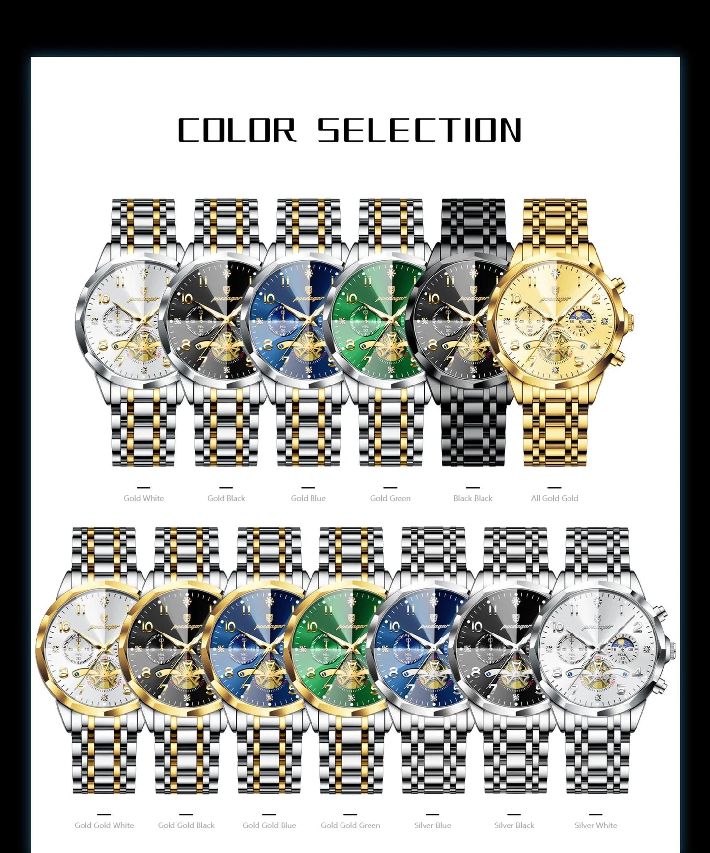 Poedagar 939 gold black watch wrist lifestyle shot men
