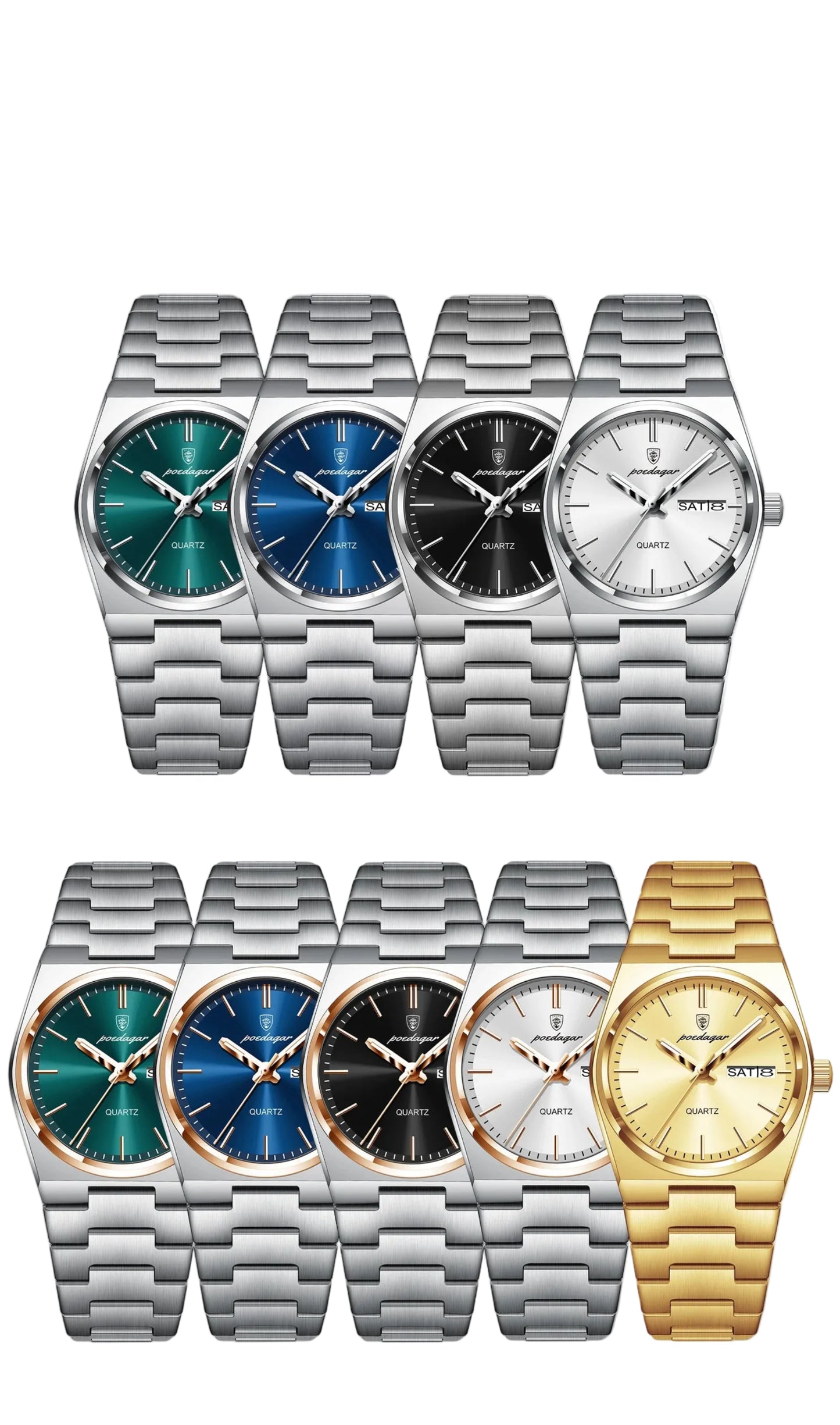 Poedagar women's round dial stainless steel watch