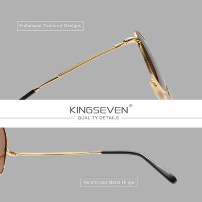 KINGSEVEN gold brown pilot sunglasses UV400 CE certified