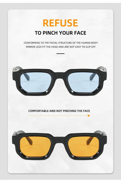Black gray rectangle sunglasses retro fashion eyewear style