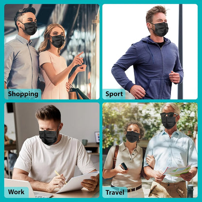Polyester three-layer black face mask